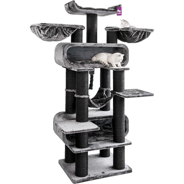 Дряпальня для котів Petrebels Maine Coon XXL, 210 см, з сизалю, чорного кольору