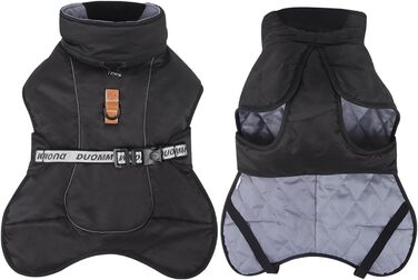 Зимовий теплий одяг для собак FeimaX: вітронепроникна куртка для середніх та великих собак. Відображає світло, регулюється, з D-кільцем. Чорний колір, розмір 4XL