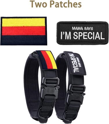 Нашийник для собак Eeyfarog, тактичний, регульований, з контролем, нейлон, з металевою застібкою, для собак середніх та великих порід, чорний, XL, широке об'єднання для полювання та тренувань на відкритому повітрі