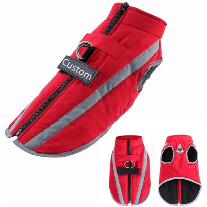 Тепла куртка для собак на зиму, водонепроникна та вітронепроникна, з написом імені та номером телефону, флісова куртка для тварин