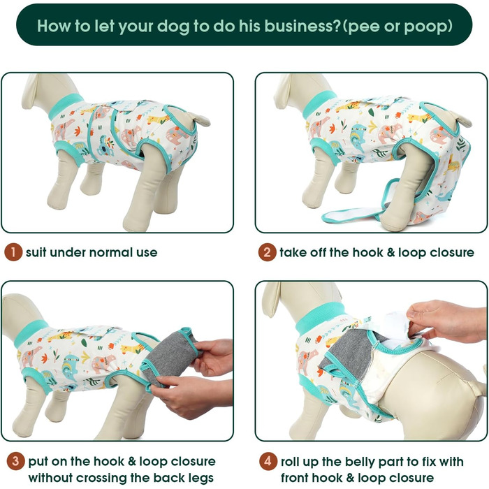 Тільце для собак після операції, захист від лизання, дихаюче, зелене, XS (1 шт.)