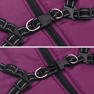 Водонепроникний теплий дощовик для собак з шлейкою, тепла куртка для собак, дощовик для цуценят з шлейкою (L68, фіолетовий)