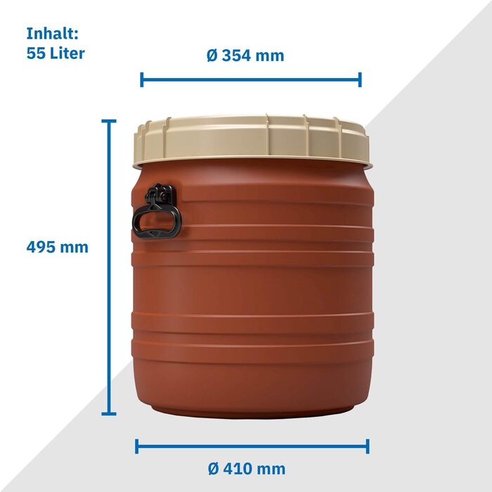 Контейнер для корму для тварин Box Fabrik з кришкою та лопаткою, 55 літрів, HDPE, коричневий