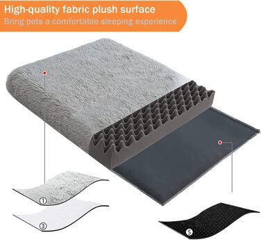 Велике собаче ліжко YAGE, миючий матеріал, ортопедичне ліжко, матрац для собачого будки, довге плюшеве ліжко, заспокійливе ліжко для собак, що бояться (L-90 см, сірий) L-90x70CM сірий