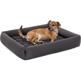 Ортопедичне ліжко для собак середніх порід - ліжко з знімним матрацом, прання до 95°C, сушка в сушильній машині, стійке до подряпин та укусів, Made in Germany (L - 80x70 см, Антрацит)