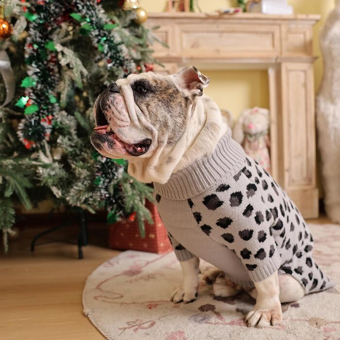 ROZKITCH Пуловер для собак середнього та великого розміру, теплий в'язаний пуловер, зимовий одяг для хаскі, біглів та догів, сірий, розмір L (спинка: 40 см)