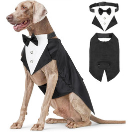 Елегантний костюм та бандана для собак Illuifun - вечірній набір для собак з краваткою, жилетом та знімним комірцем (XL)