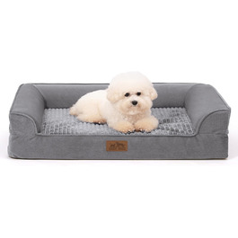 Ортопедичне ліжко для собак, маленьких порід, вологостійке, сіре (76x51x19 см)