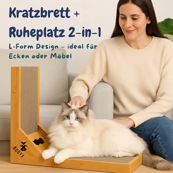 Кігтеточка для котів у формі L - щільний гофрокартон - для дряпання та відпочинку - екологічна, двостороння та стійка - ідеальна для домашніх котів