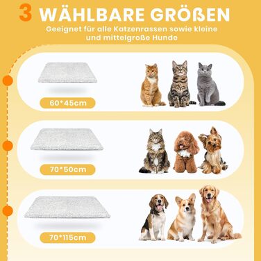 Самовідіюча ковдра для котів та собак, тепла підстилка для тварин, без електроенергії, 115x70 см