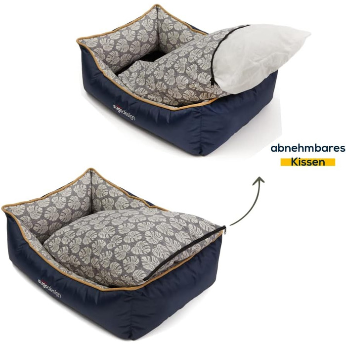 Водонепроникне ліжко для собак з бавовни та поліестеру з знімним подушками - собаче ліжко-софа з практичною сумкою для перенесення, 3 розміри (S/M, L, XL) (Підстилка, S/M)