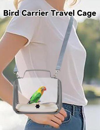 Транспортний бокс для птахів Gxdamxz з дерев'яним штиком та підносом, клітка для хвилястих попугаїв/попугаїв/дрібних тварин, 27x20x20 см