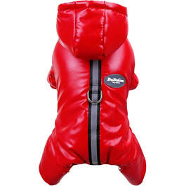 Теплий зимовий одяг для собак Izefia: куртка-комбінезон, бавовна, червоний, L (довжина спини 27 см)