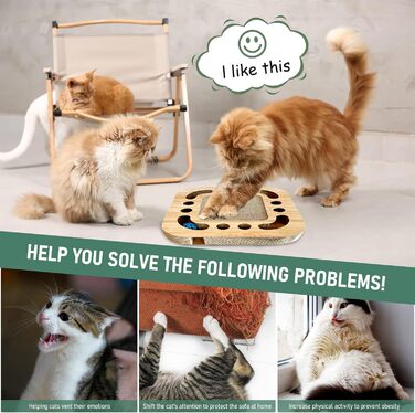 Кігтеточка для котів AUSYIWI з гофрокартону, 33x33x5,5 см - велика та маленька, з аксесуарами та іграшками