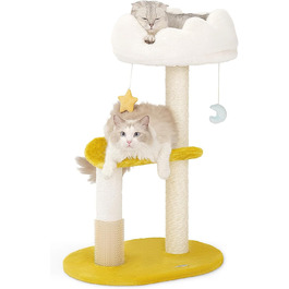 Котячий дряпак Happi N Pets Wolken, 80 см, сучасний триярусний ігровий комплекс для кішок середнього розміру з сизалевою стійкою, м'яким лежаком 40x30 см, знімними та праними подушками