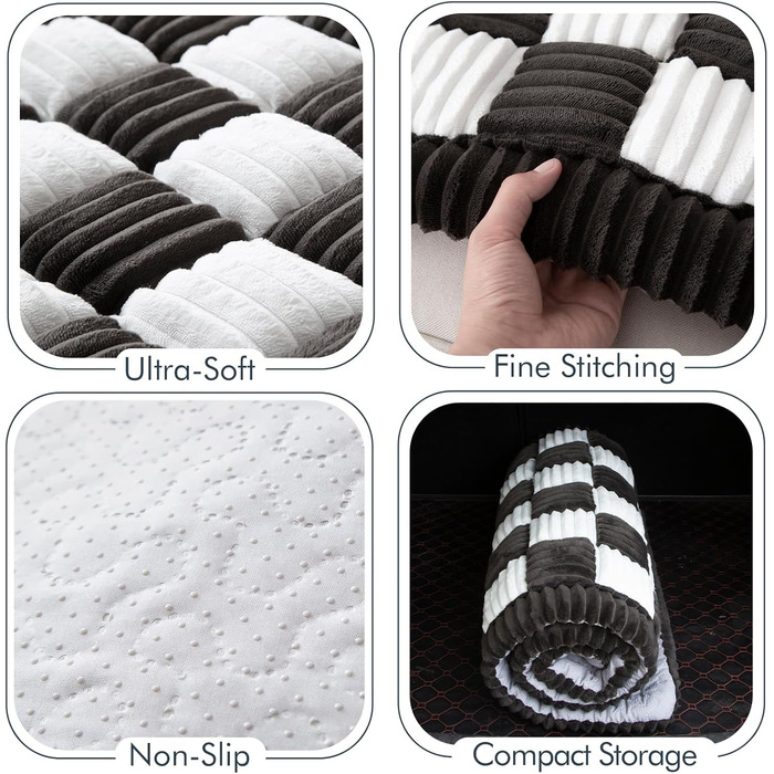 Крісло-підстилка для собак у машину, захисний чохол на заднє сидіння, в клітинку, чорний, 63 x 163 см (150x68 дюймів)