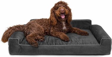 Ліжко для собак - кошик для собак маленьких, середніх та великих порід - подушка для собак - диванчик для собак - знімний та пральний чохол - Glamour New - розмір L: 98 x 66 см (XL - 116 x 78 см, Графіт Fancy)