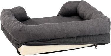 Крісло-ліжко для собак великих порід Ferplast: ортопедичне, з memory foam, 93x73x22,5 см (Сірий, 64x52x17 см)