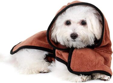 Рушник для собак Petcute, мікрофібра, швидко сохне, вбираючий, комфортний, з регульованими лямками, для собак та котів (M, Cappuccino)