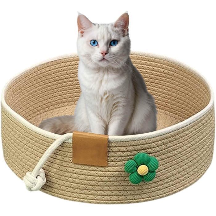 Тканинне ліжко для котів, 35 см в діаметрі, складаний кошик-гніздо, дихаюче ліжко для домашніх тварин, стійке до подряпин, універсальне котяче ліжко, хакі S