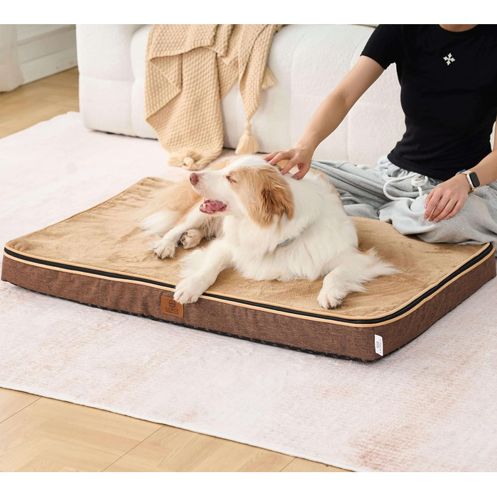Килимок для собак з memory foam, XL, знімний, пральний чохол та водонепроникний наповнювач. Підходить для великих собак, 106,7 см, 41' x 27' x 2' (30' x 19' x 2')
