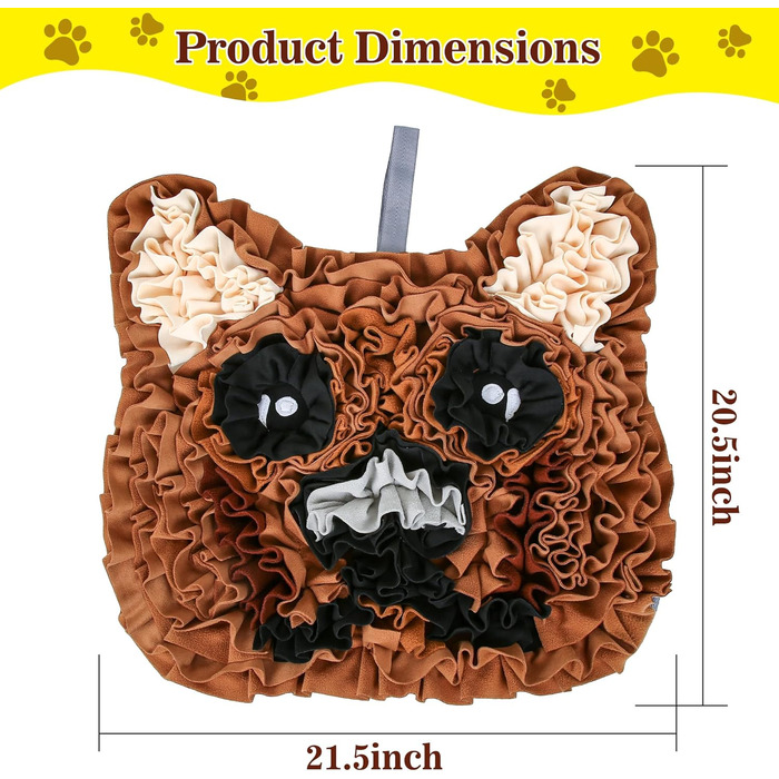 Килимок для собак, інтерактивна іграшка, килимок для повільного годування, ментальна стимуляція, розвиває навички пошуку, підходить для малих та середніх собак, колір коричневий
