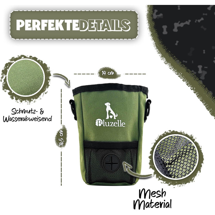 Сумка для ласощів SnackKeeper з магнітною застібкою, 650 мл, з дозатором для пакетів з відходами, на пояс для дресирування собак, колір: оливковий