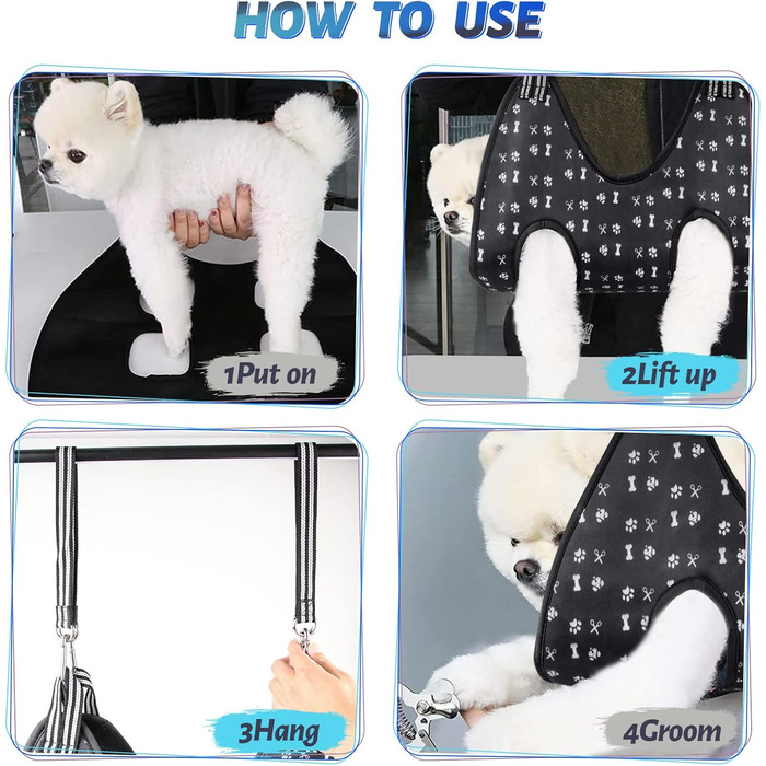 Гамак для собак ATESON для догляду за кігтями (XL, 36.3 кг) - гамак-слінг для стрижки кігтів, пилка для кігтів, гребінець для тварин