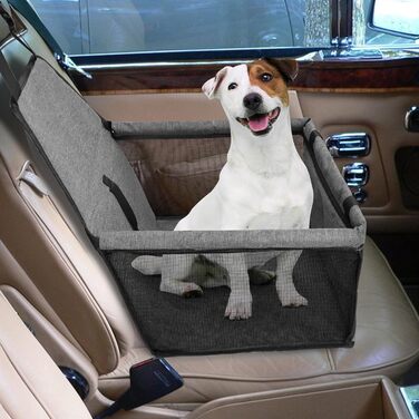 Автомобільний лежак для собак - стійкий, дихаючий, знімний, для маленьких та середніх собак, темно-сірий