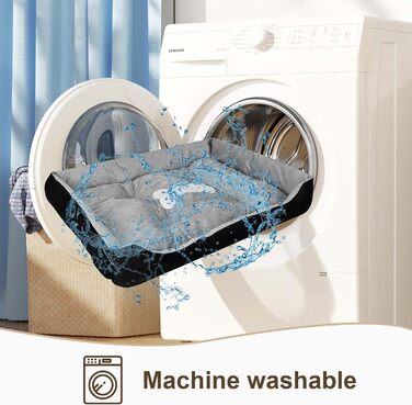 Крісло-ліжко для собак великих порід, м'яке, зручне, чорно-сіре, 90x70 см