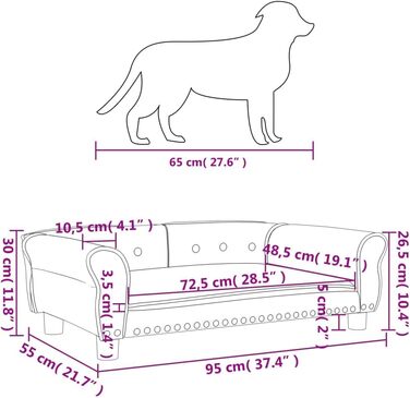 Крісло-ліжко для собак та котів, сірого кольору, 95x55x30 см, з м'якого велюру