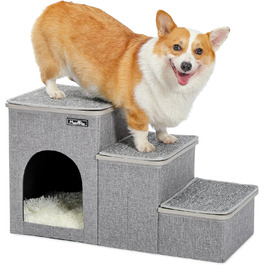 Сходи для собак Made4Pets 3 ступені, складані, для ліжка та дивана, для маленьких собак і котів, з функцією зберігання, домашні аксесуари