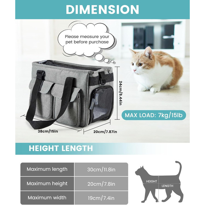 Транспортна переноска для котів та собак Happy Hachi, складана, з регульованим плечовим ременем, з м'якою оббивкою, для авіаперельотів, туристична переноска