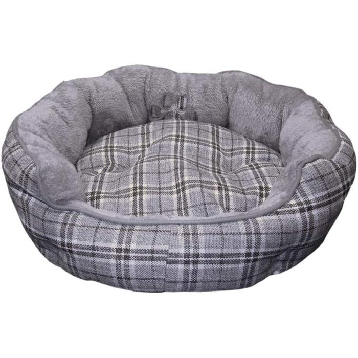 Крісло-лежанка для котів Nobby Komfortbett Classic KAPU, сірий в клітинку, діаметр 50 см, 19 см висота