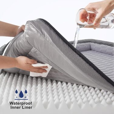 Ортопедичне собаче ліжко FURTIME для великих собак – XL вологостійке диванчик для собак, ультра-комфортне, підтримуюче ліжко з піною, знімний, пральний чохол, ліжко для собак Jumbo, сірий, 122 x 89 x 17 см