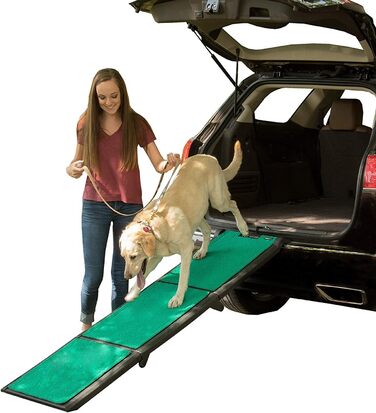 Складана екстраширока трап-рампа для домашніх тварин Pet Gear, 180 см, протиковзка поверхня, до 100 кг, чорна/зелена