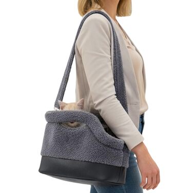 Транспортна сумка для котів Gihioue | Водонепроникна сумка-переноска на плече з безпечним замком, для маленьких та середніх порід, сірого кольору