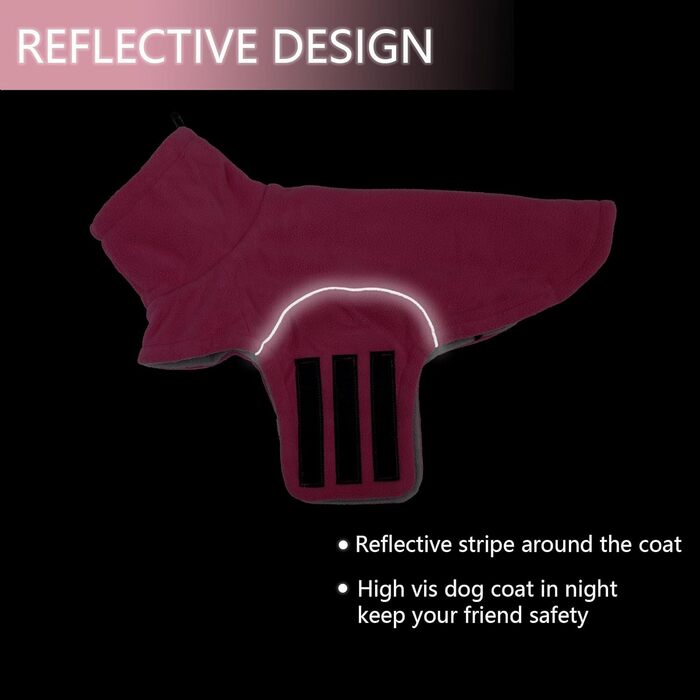 Теплий флісовий пуловер для собак, теплий одяг для такс, одяг для собак з отвором для повідка, відбиваюча мініатюрна одяг для такс на зиму, для холодної погоди, для дому та вулиці (XS(довжина спини: 31~33см), рожевий)