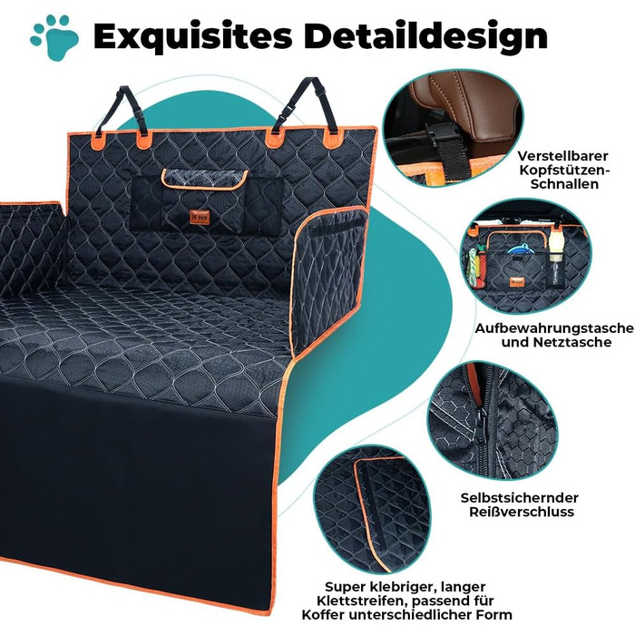 Захисна підстилка для багажника автомобіля KYG для собак, стежка захисна підстилка та ковдра для собак з захистом бокових панелей та краю завантаження – Водонепроникна, стійка до подряпин, для автомобіля та універсалу, Extra Long, 110x215 см