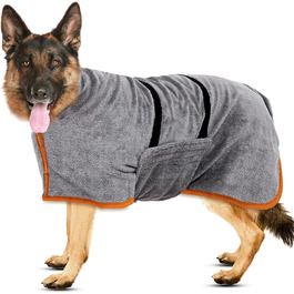 Рушник для собак великих порід, халат для собак, з застібкою на липучці, швидко вбирає воду, розмір L