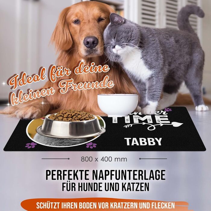 Персоналізована килимок для годування домашніх тварин з ім'ям та фото - Royal - 80 x 40 см, миючий, протиковзкий