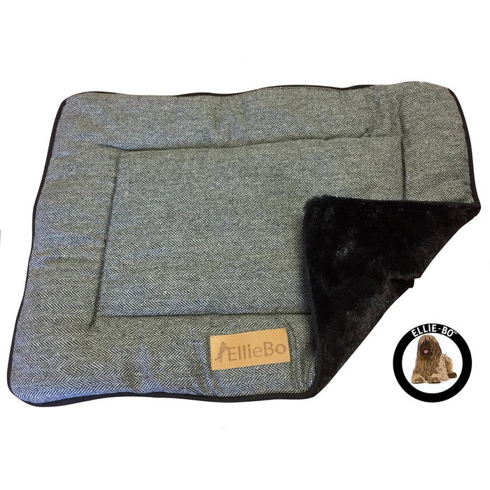 Ліжко для собак Ellie-Bo Wende, Tweed та штучне хутро, для клітки розміру M, 76 см (Чорний, S - [L56 x W41 x H3cm])