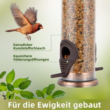 Годівниця для птахів MIXXIDEA з нержавіючої сталі, для саду та двору, 2 шт. (мідь)