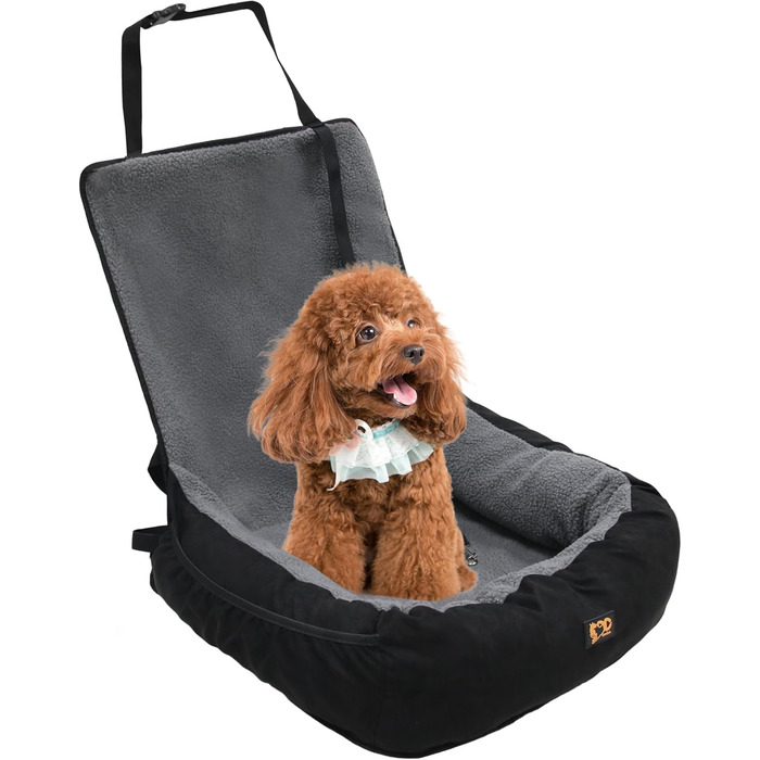 Автокрісло для собак малого та середнього розміру до 13,6 кг, знімний та миючий чохол, підійде для котів, автокрісло на переднє сидіння, з ременями безпеки (Сірий, L)