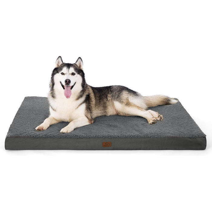 Крісло-лежанка для собак BEDSURE великих порід - 135x91x10 см, м'яке, миється, сіре
