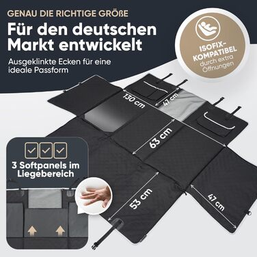 SEELENTIER® захисна підстилка для собак в авто: водонепроникна, антикіготна, 130x63 см, з ISOFIX, 2 повідки