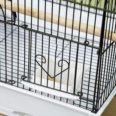Клітка для птахів PawHut металева з ручкою та знімним піддоном, 50,5x41x63 см, біла