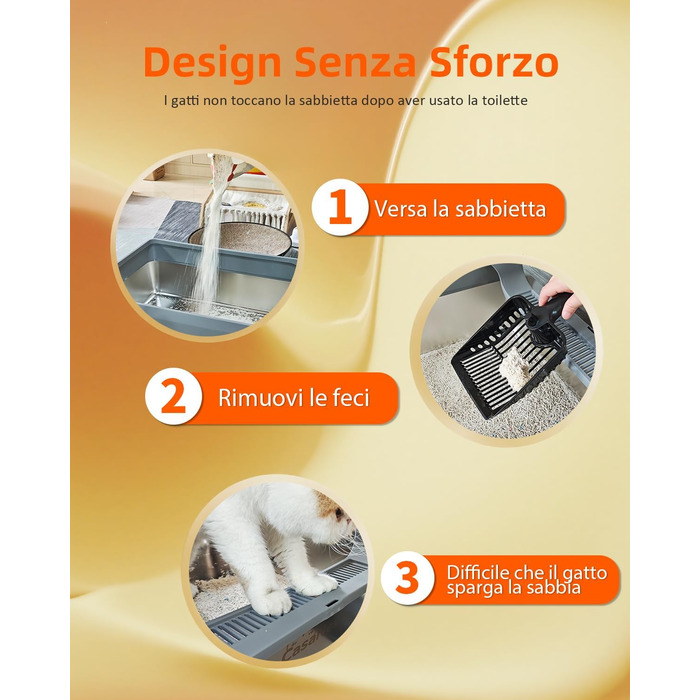 Сміттєве відро CasaNest для котів з нержавіючої сталі, XXXL, велике, антивитік, антиприлипання, темно-сірий