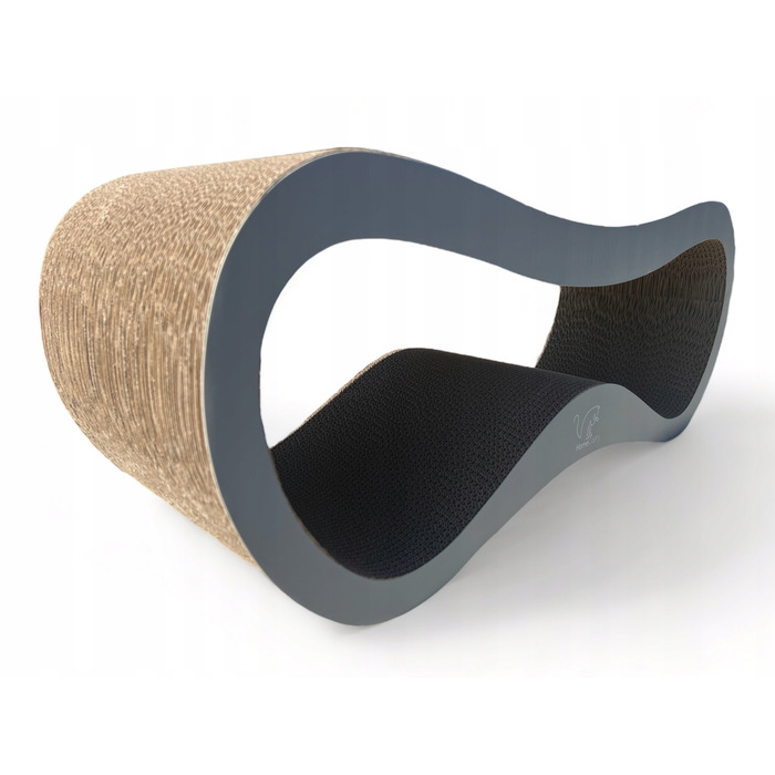 Дряпалка для котів HomeCatty, сіра, до 60 см, картонна, 2 рівні