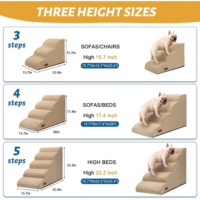 Сходинка для собак та котів Stufige, 3 сходинки, 40 см, колір хакі